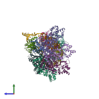 PDB entry 4qyz coloured by chain, side view.