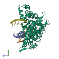 PDB entry 4qz8 coloured by chain, side view.