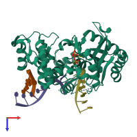 PDB entry 4qz8 coloured by chain, top view.