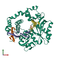 PDB entry 4qz9 coloured by chain, front view.