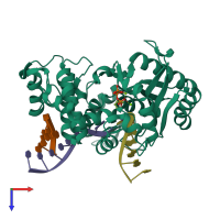 PDB entry 4qz9 coloured by chain, top view.