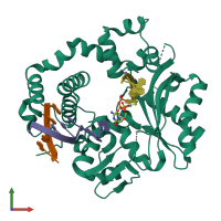 PDB entry 4qzd coloured by chain, front view.