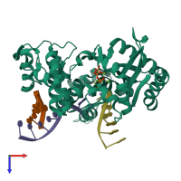 PDB entry 4qze coloured by chain, top view.