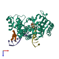 PDB entry 4qzh coloured by chain, top view.