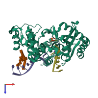 PDB entry 4qzi coloured by chain, top view.