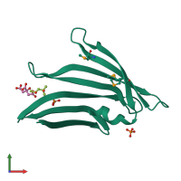 PDB entry 4r03 coloured by chain, front view.