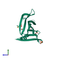 PDB entry 4r03 coloured by chain, side view.