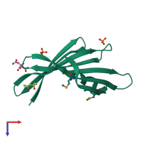 PDB entry 4r03 coloured by chain, top view.