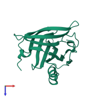 PDB entry 4r0b coloured by chain, top view.