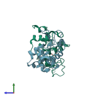 PDB entry 4r0f coloured by chain, side view.