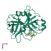 PDB entry 4r0i coloured by chain, top view.