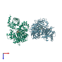 PDB entry 4r0m coloured by chain, top view.