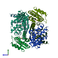PDB entry 4r0n coloured by chain, side view.