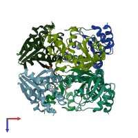 PDB entry 4r0n coloured by chain, top view.