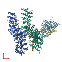 PDB entry 4r11 coloured by chain, front view.