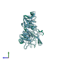 PDB entry 4r1c coloured by chain, side view.