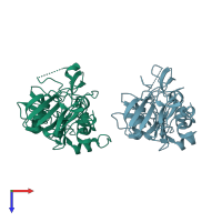 PDB entry 4r1c coloured by chain, top view.