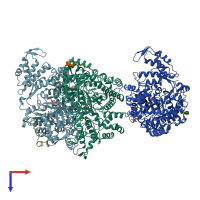 PDB entry 4r1r coloured by chain, top view.