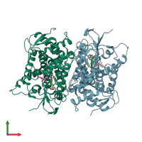 PDB entry 4r1z coloured by chain, front view.