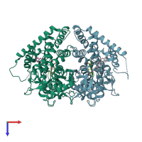 PDB entry 4r1z coloured by chain, top view.