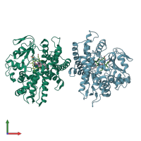 PDB entry 4r21 coloured by chain, front view.