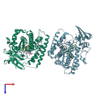 PDB entry 4r21 coloured by chain, top view.