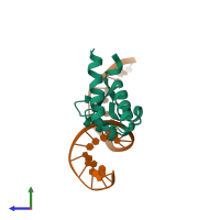 PDB entry 4r22 coloured by chain, side view.