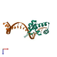PDB entry 4r22 coloured by chain, top view.