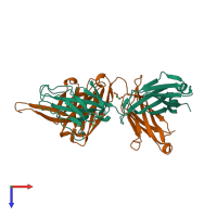 PDB entry 4r26 coloured by chain, top view.