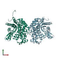 PDB entry 4r27 coloured by chain, front view.