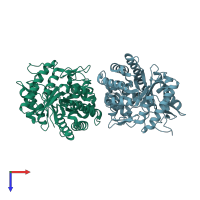 PDB entry 4r27 coloured by chain, top view.