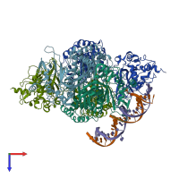 PDB entry 4r28 coloured by chain, top view.