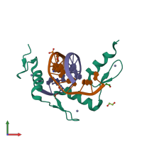 PDB entry 4r2a coloured by chain, front view.