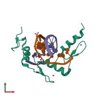 PDB entry 4r2d coloured by chain, front view.