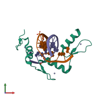 PDB entry 4r2e coloured by chain, front view.