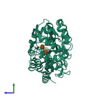 PDB entry 4r2f coloured by chain, side view.