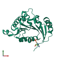 PDB entry 4r2i coloured by chain, front view.