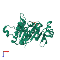 PDB entry 4r2i coloured by chain, top view.