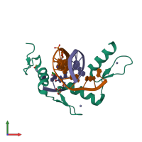PDB entry 4r2p coloured by chain, front view.