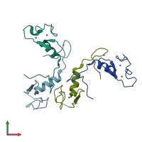 PDB entry 4r2y coloured by chain, front view.