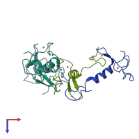 PDB entry 4r2y coloured by chain, top view.
