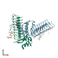 PDB entry 4r37 coloured by chain, front view.