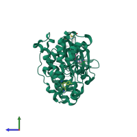 PDB entry 4r3c coloured by chain, side view.
