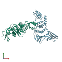 PDB entry 4r3d coloured by chain, front view.
