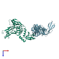 PDB entry 4r3d coloured by chain, top view.