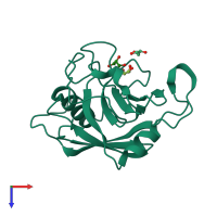 PDB entry 4r3e coloured by chain, top view.