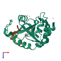 PDB entry 4r3i coloured by chain, top view.