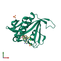 PDB entry 4r3k coloured by chain, front view.