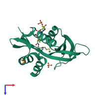 PDB entry 4r3k coloured by chain, top view.