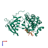 PDB entry 4r3r coloured by chain, top view.